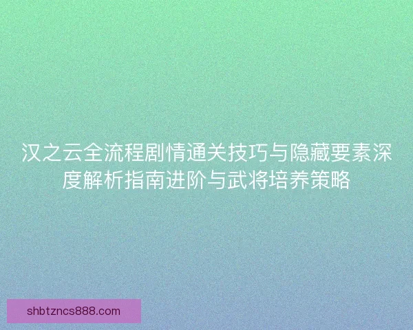 汉之云全流程剧情通关技巧与隐藏要素深度解析指南进阶与武将培养策略