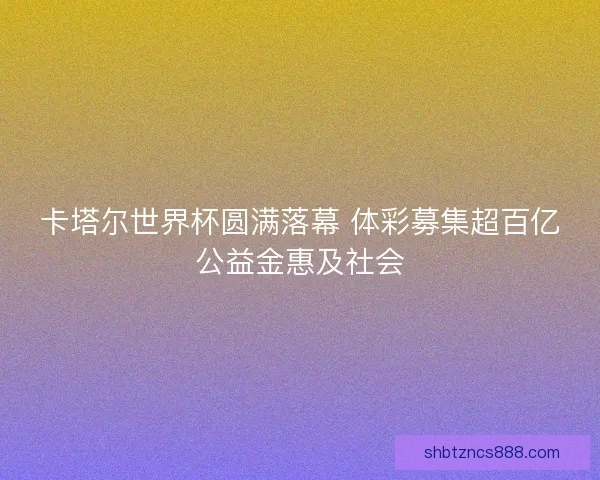 卡塔尔世界杯圆满落幕 体彩募集超百亿公益金惠及社会
