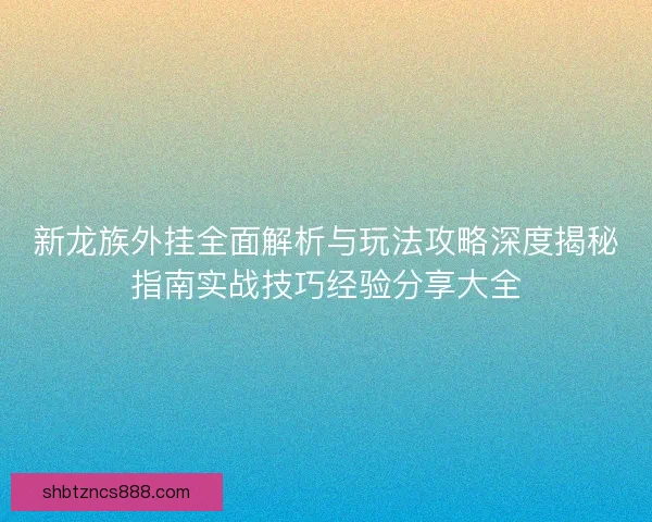 新龙族外挂全面解析与玩法攻略深度揭秘指南实战技巧经验分享大全